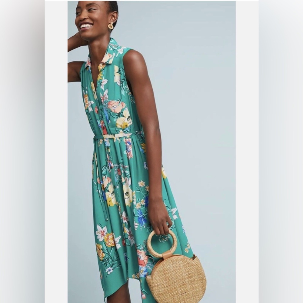Maeve by Anthropologie Rory Shirtdress green floral
